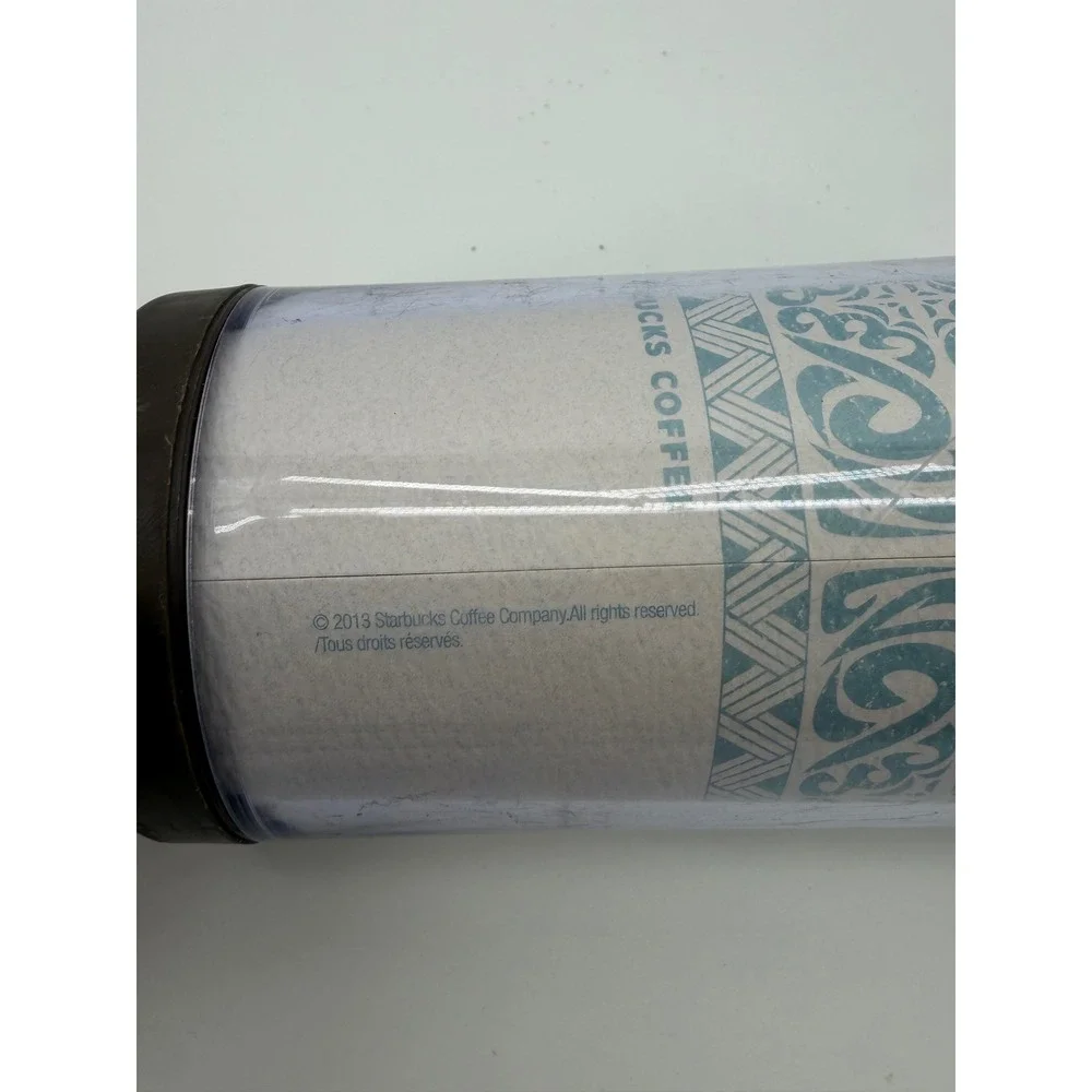 Starbucks Hawaii Tumbler Tribal Turtle 16oz Brown Teal Plastic Travel Mug Unisex